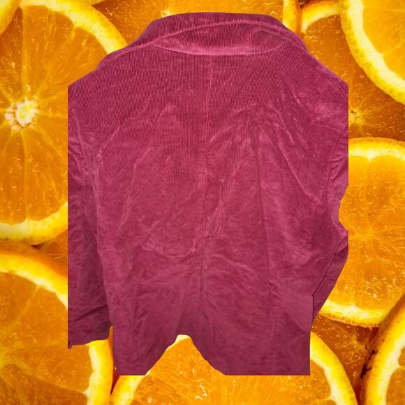 L.L. Bean Maroon Corduroy 3 Button Blazer Size 16 Petite - Picture 2 of 7